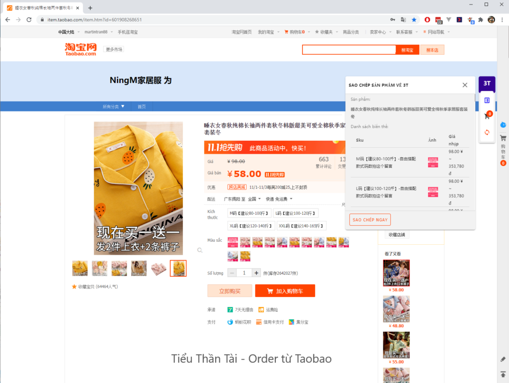 copy thông tin sản phẩm taobao