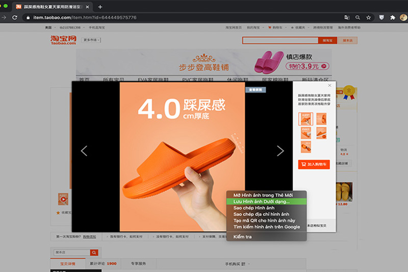 Cách tải hình ảnh và video về điện thoại trên app Taobao